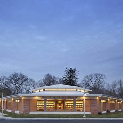 Arrival View of Adult Reading Room and Entrance Canopy